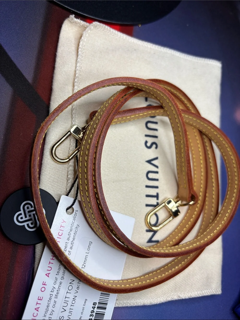 ☀️Louis Vuitton Vachetta 12mm long Leather Strap with Gold Hardware